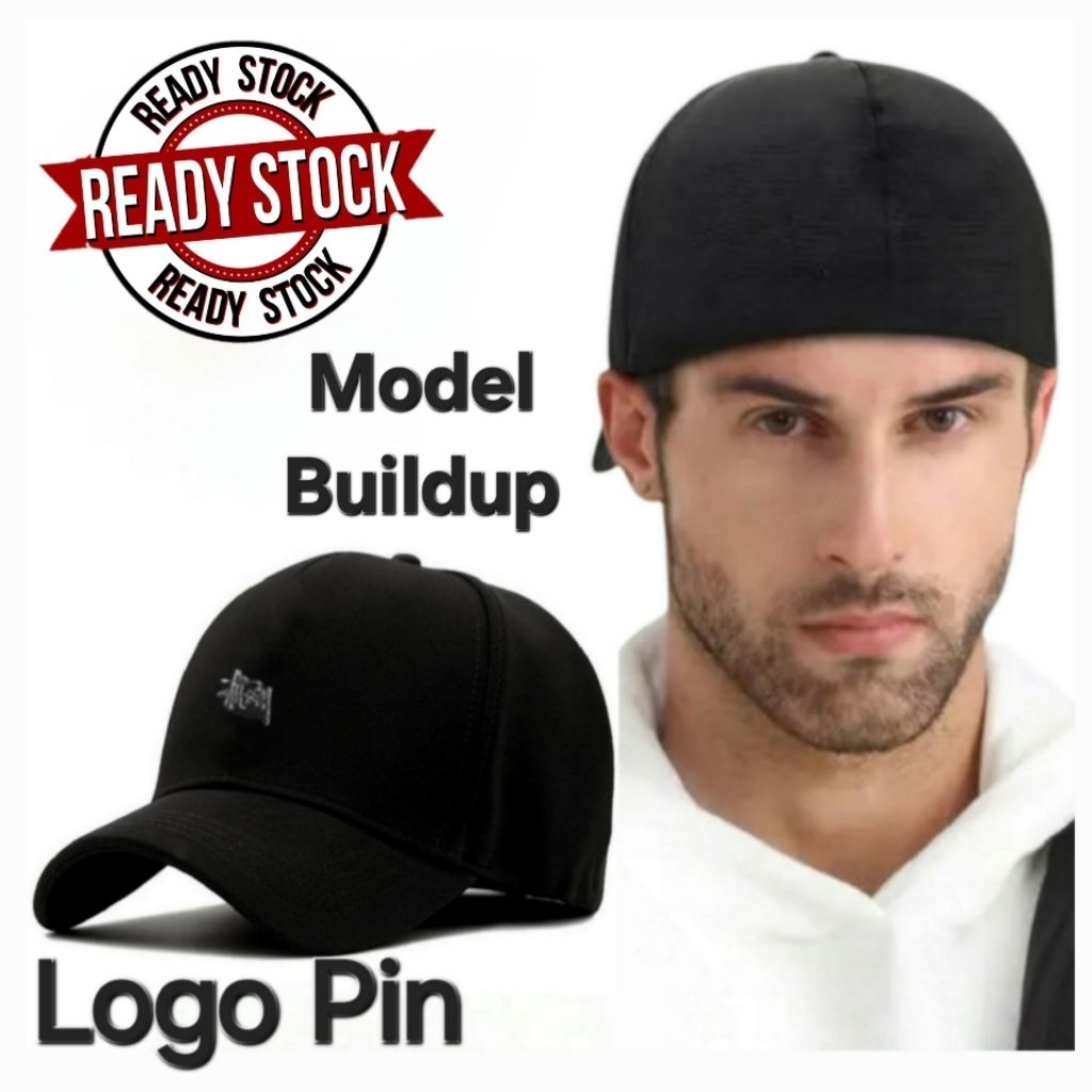 Topi Pria Built up Sttusy Logo Pin Bahan Flexibel Caps Bisbol