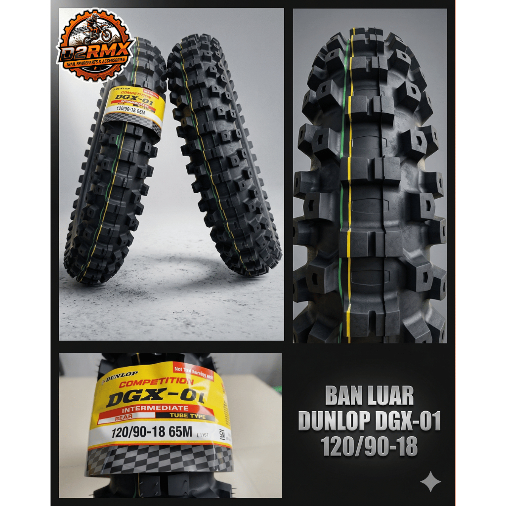 Dunlop DGX-01 120/90 Ring 18 Ban Belakang Motor Trail Adventure Intermediate Soft Compound Original