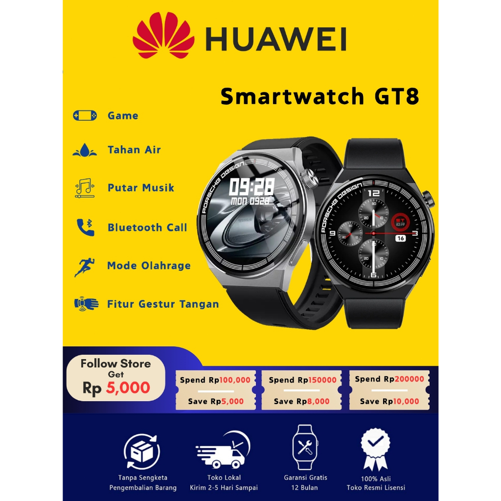 HUAWEI SmartWatch GT8 Porsche Design Jointly-designed Smart Watch for Men Women, Bluetooth Call, Hea