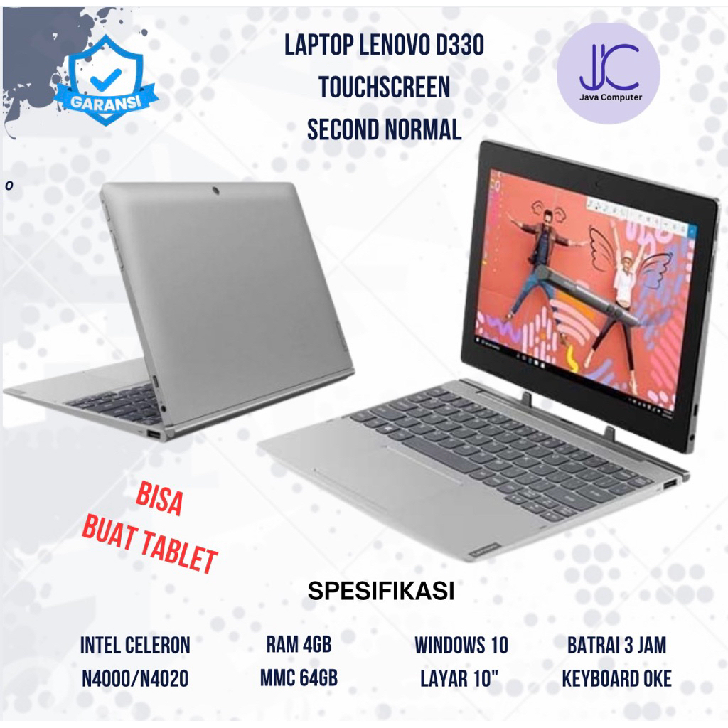 Laptop Lenovo Ideapad D330 tablet-layar 10in 2in1 touchscreen mulus murah