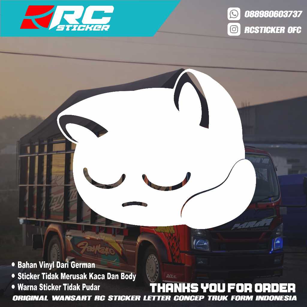 stiker kaca truk emoji kucing lucu cutting stiker kaca truk mobil pick up
