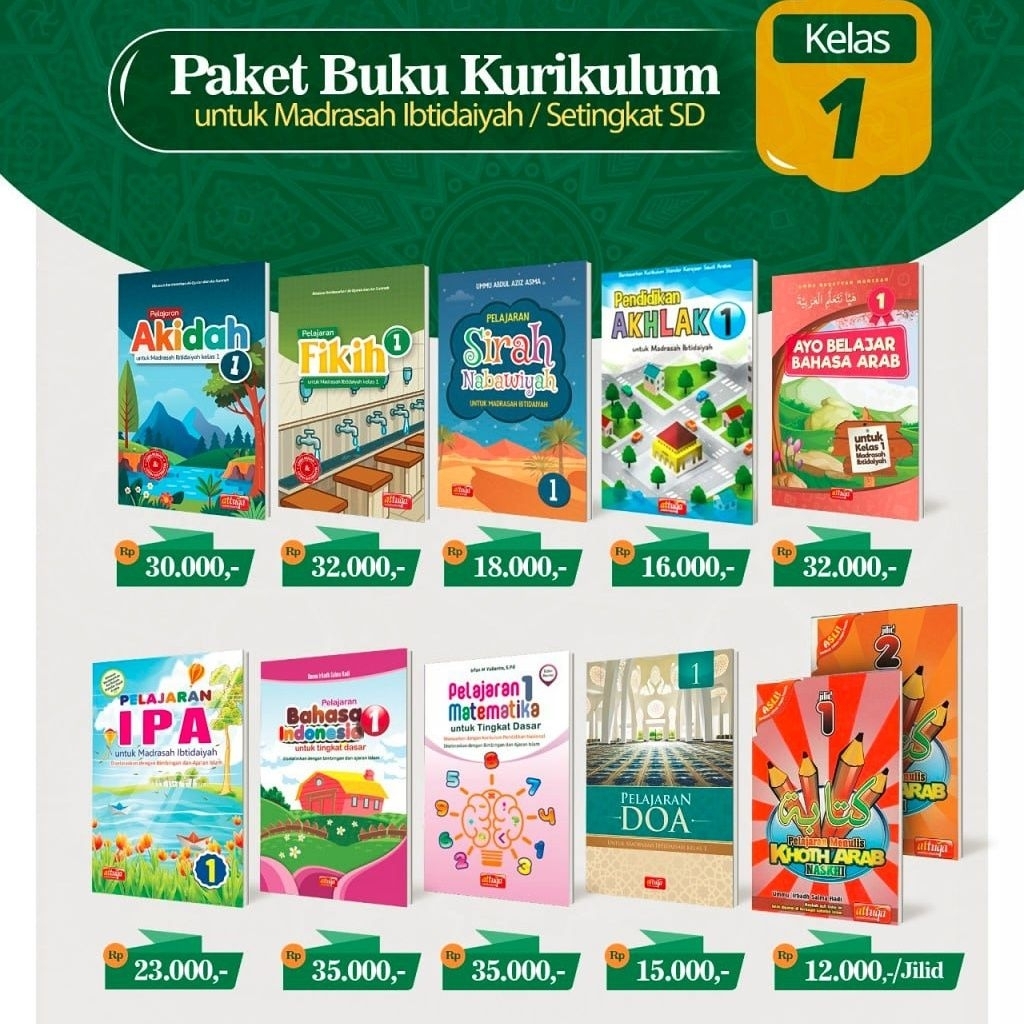 Buku PENDIDIKAN & PELAJARAN KELAS 1 Untuk Madrasah Ibtidaiyah - ATTUQA - kurikulum saudi arabia - ta