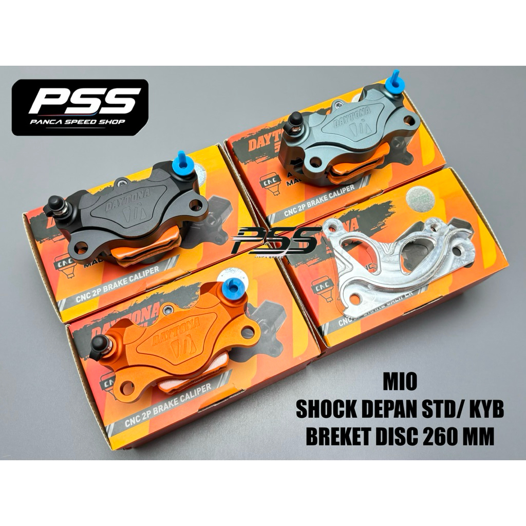 KALIPER DEPAN DAYTONA 2 PISTON MIO SMILE MIO SOUL FINO KARBU XEON KARBU PLUS BREKET CNC KALIPER 2P D