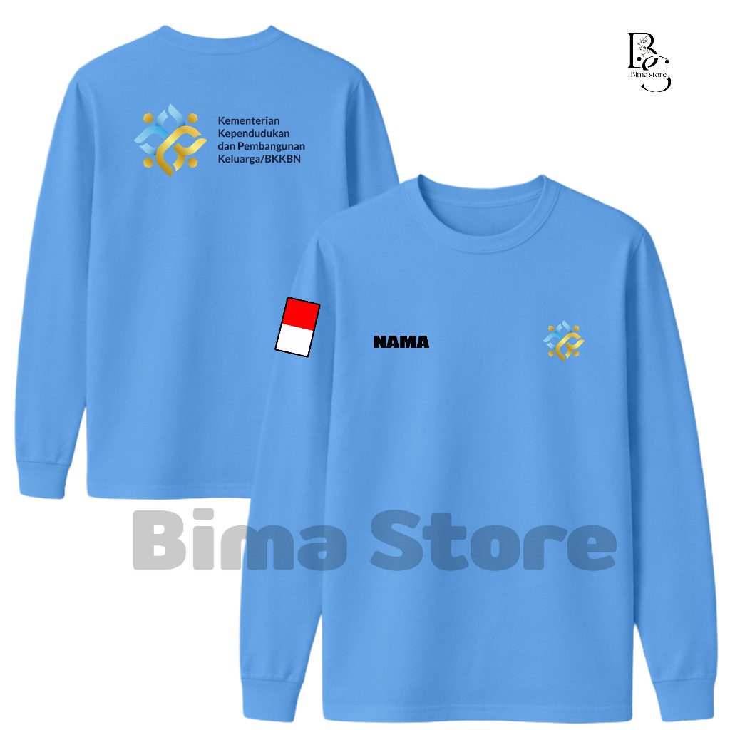 BAJU KAOS BKKBN KEMENDUKBANGGA TERBARU CUSTOM NAMA LENGAN PANJANG UNISEX SABLON DTF