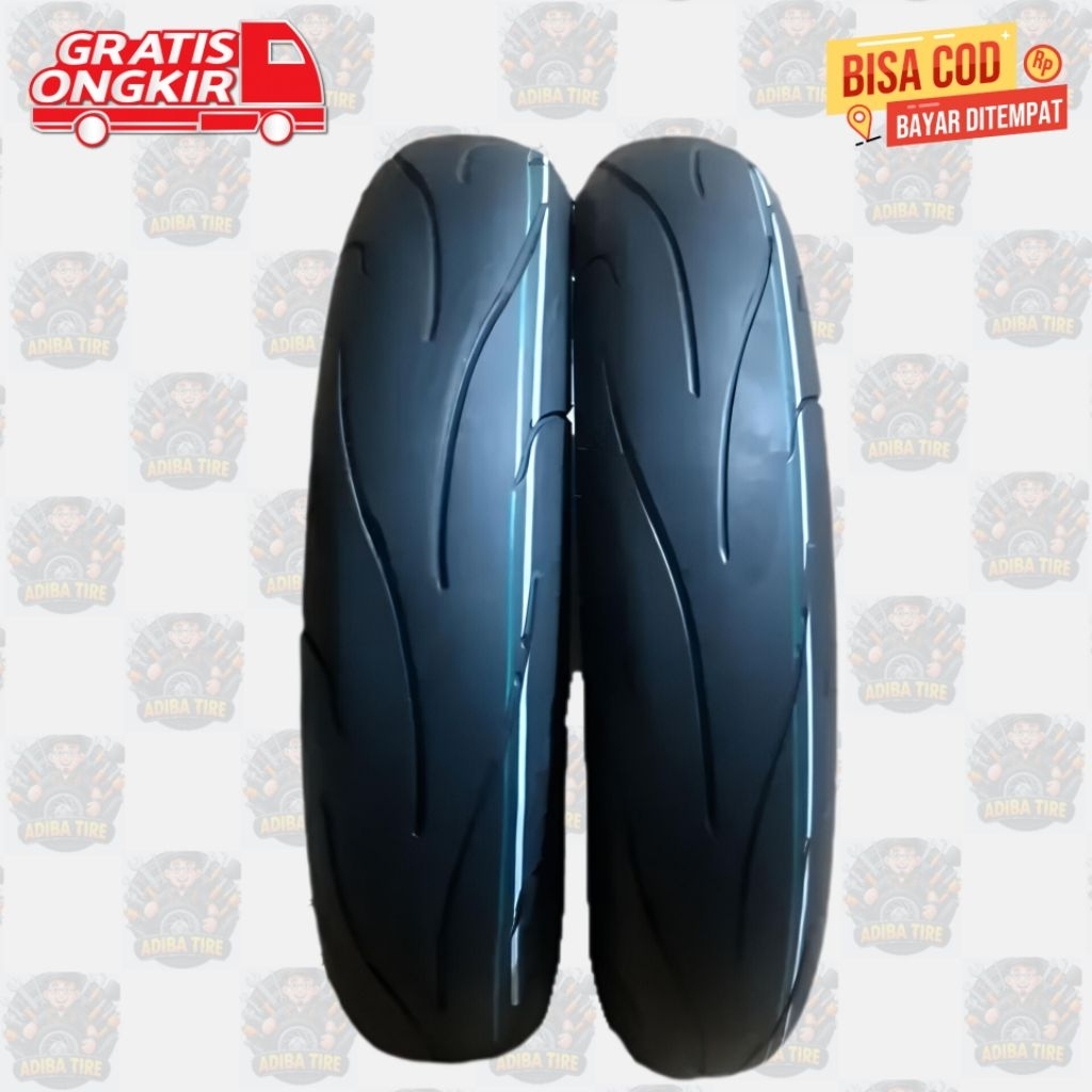 Ban ZENEOS Sepasang Uk 90/80 - 100/80 Ring 14 Tubeless