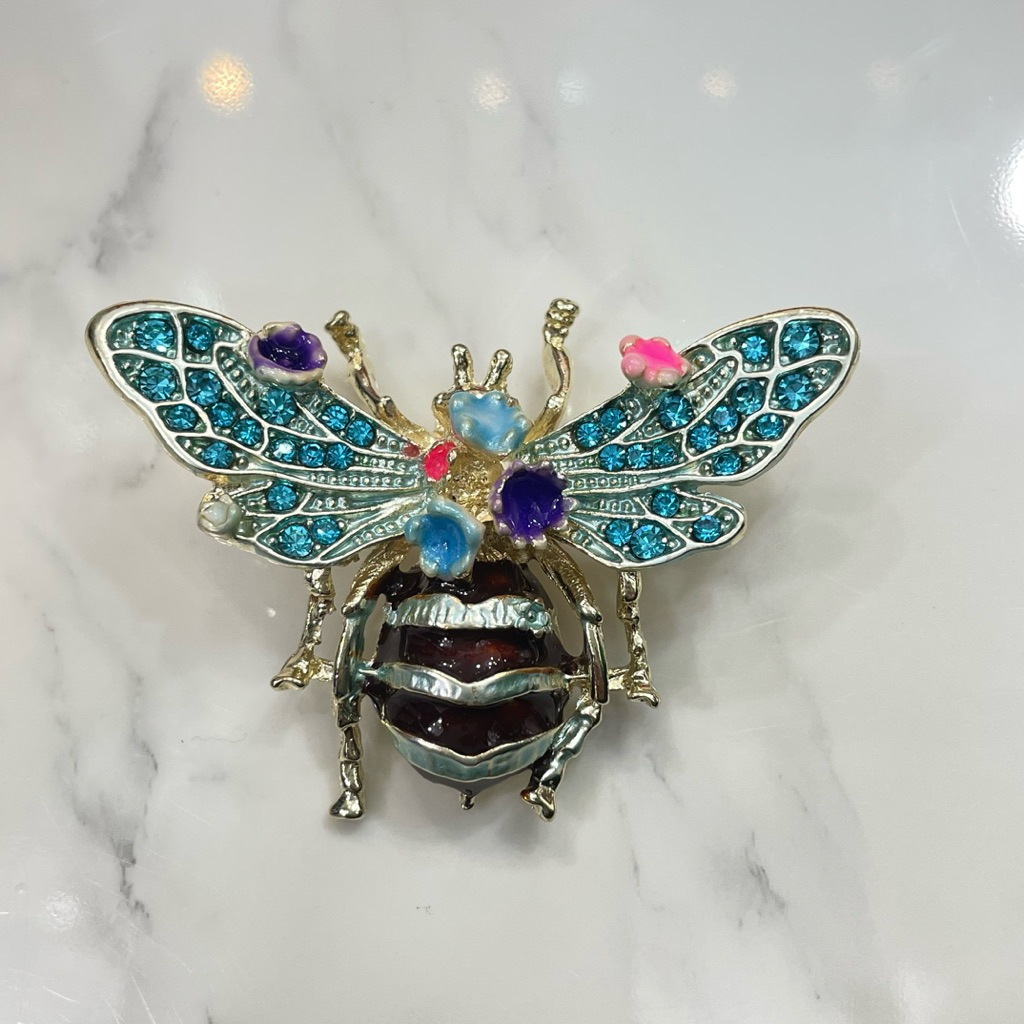 Bros Lebah Mewah Kristal Warna-warni | Brooch Bee Elegant Fashion Aksesoris Wanita