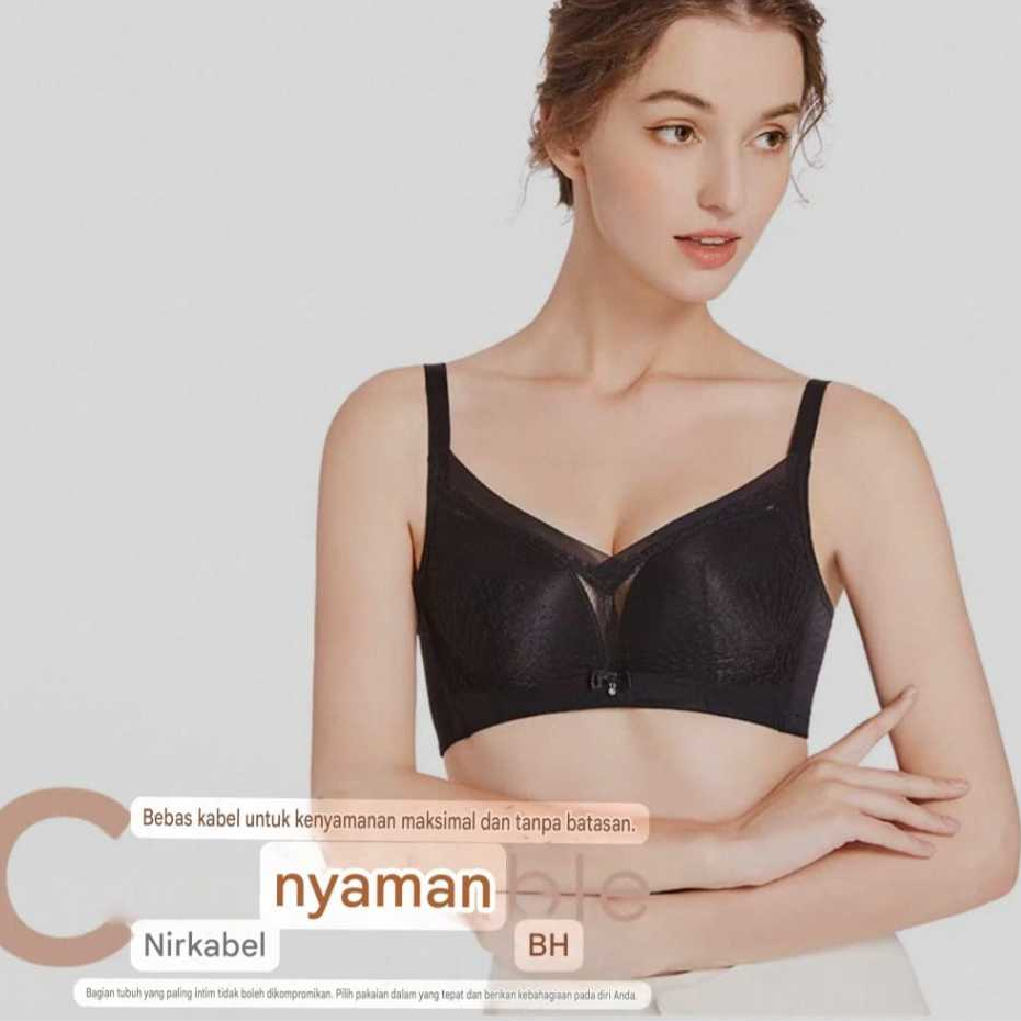 Bra Wanita Kawat Busa Tebal -+3-4cm Khusus Hitam | Push Up Bra Penekan Lemak Cup B Size 34-38 Kait 3