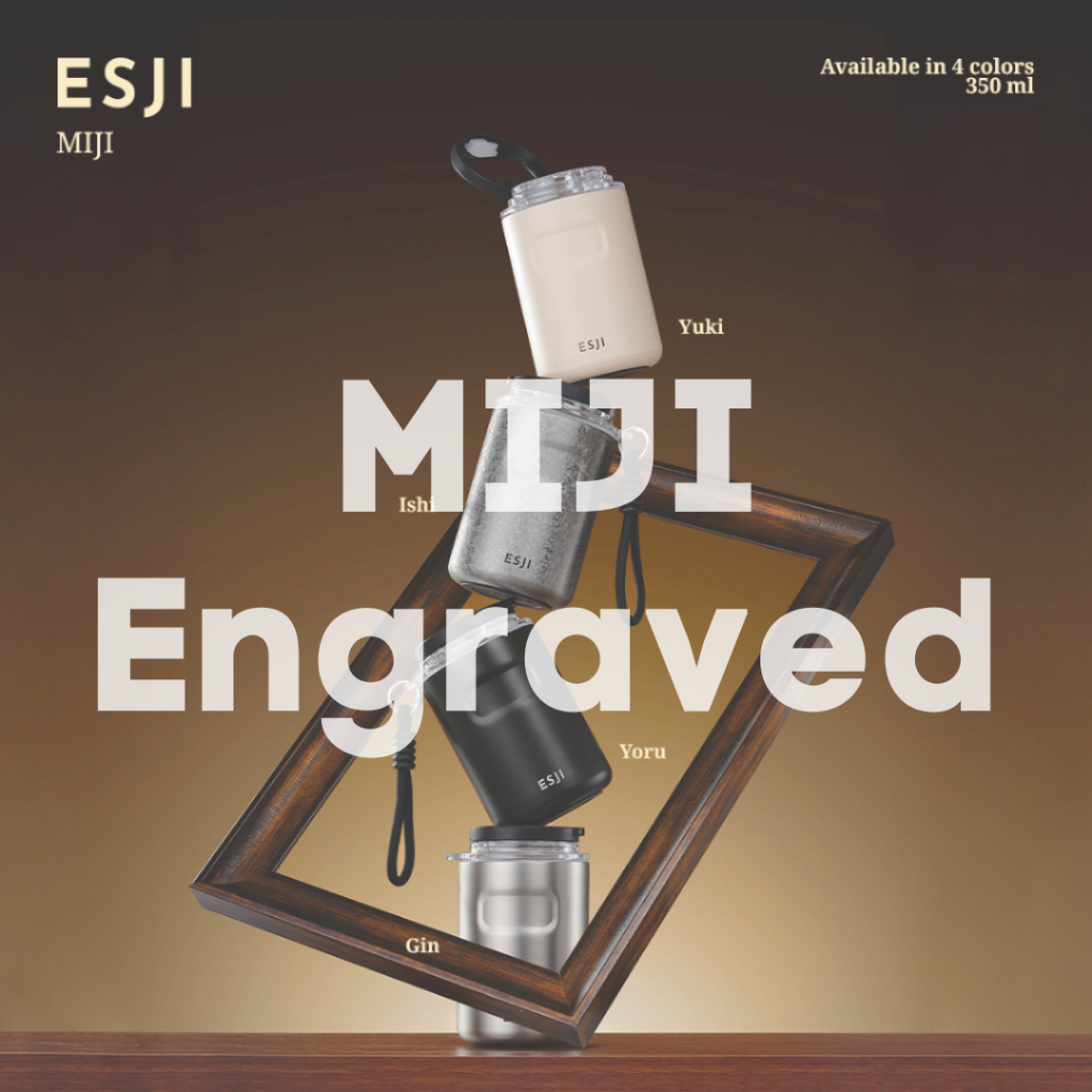 [ENGRAVED] ESJI Miji Stainless Steel Cangkir Mug Kopi 350ml  Water Drinking Bottle Keep Drink Hot & 
