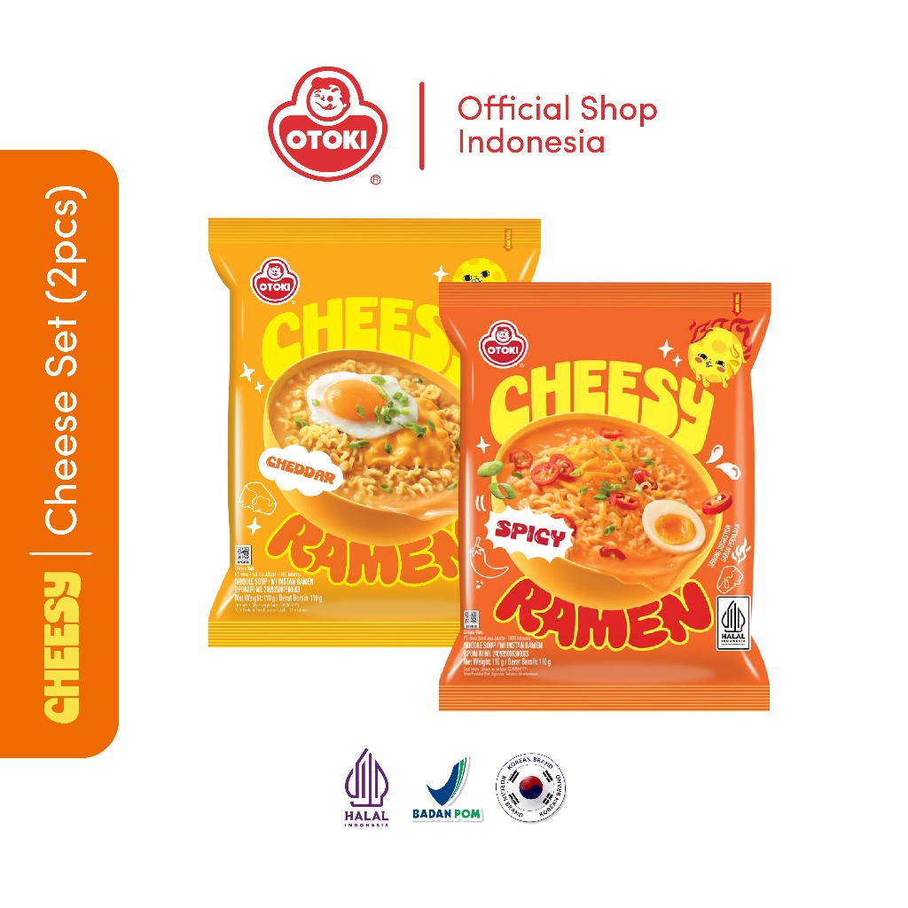 OTOKI HALAL Cheesy Cheddar Ramen + Cheesy Ramen Spicy - Mie Instan Kuah Ramyeon | Mie Korea Halal Vi