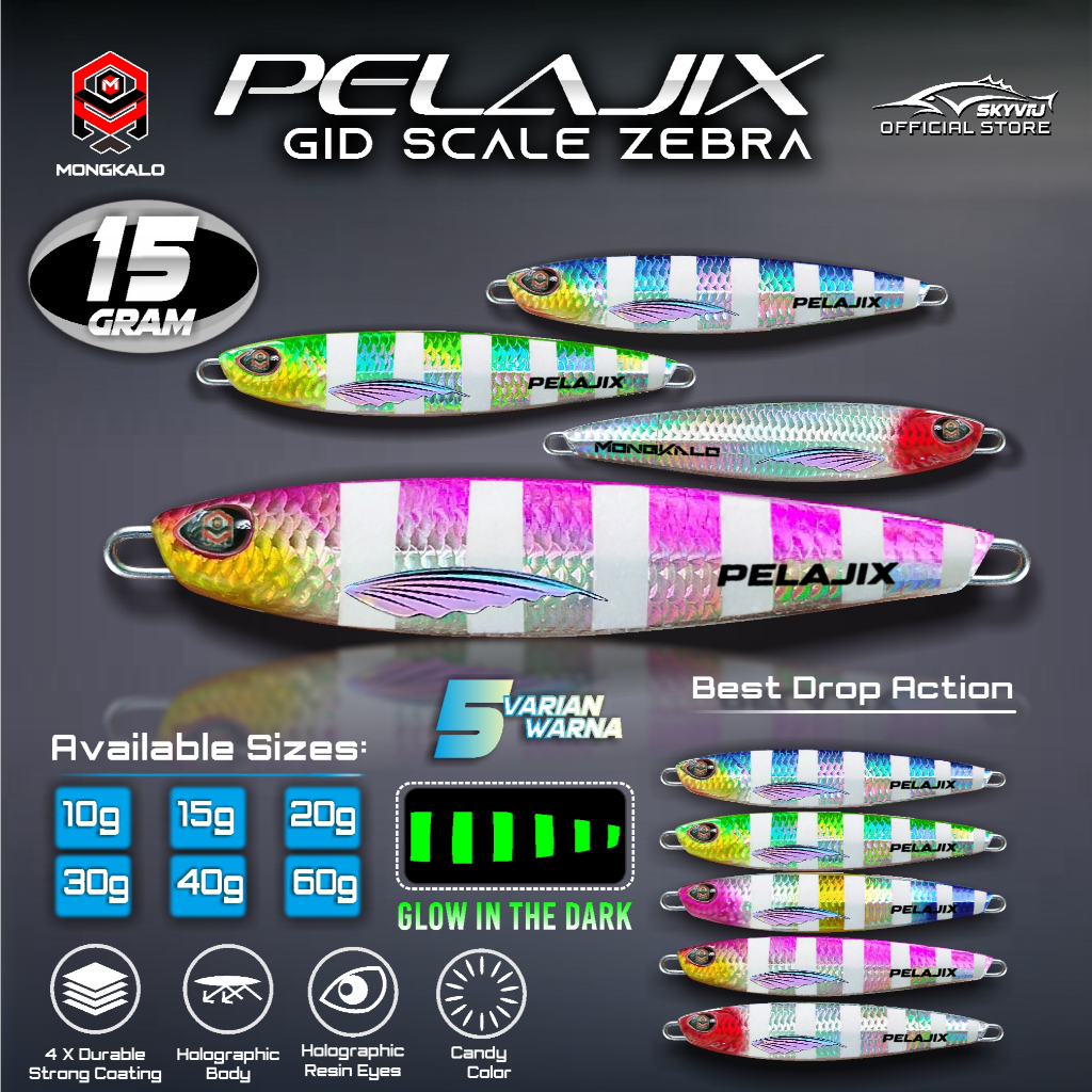 Metal Jig 15 Gram Micro Jig 15 Gram Mongkalo Pelajix GID ZEBRA Sisik Mikro Jig 15 Gram Umpan Micro J