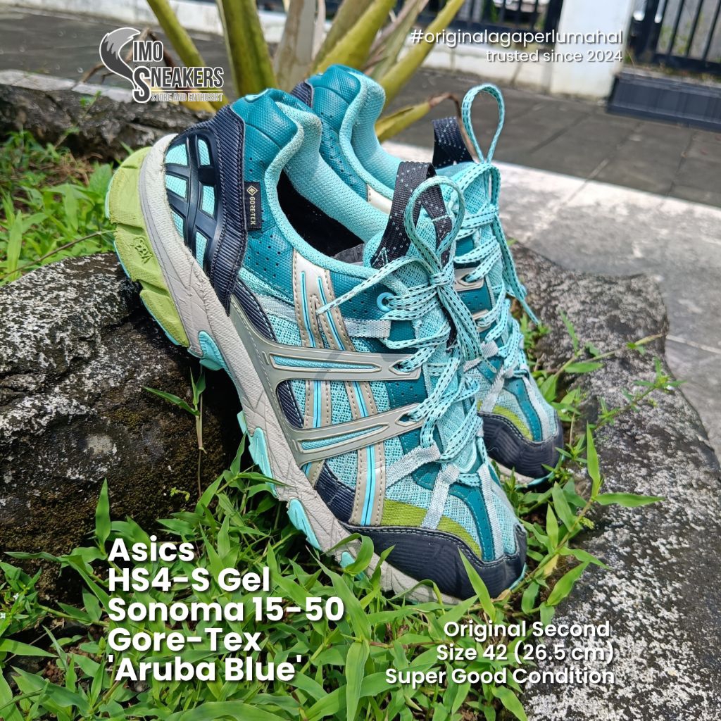 Asics HS4-S Gel Sonoma 15-50 Gore-Tex Biru Hitam Sepatu Sneakers Original