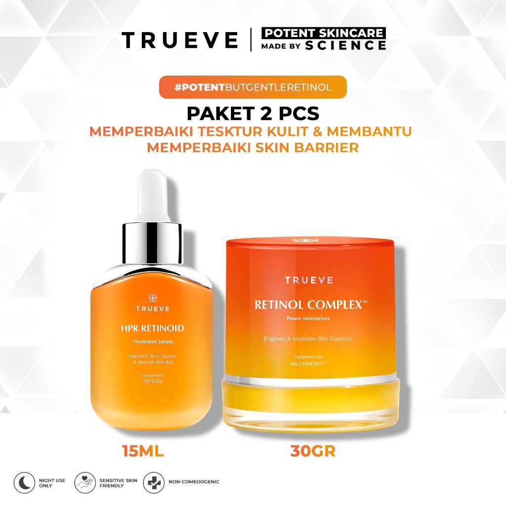 [PAKET 2 PCS] TRUEVE Retinol Complex Power Serum 15ml & Retinol Complex Power Moisturizer 30g / Reti