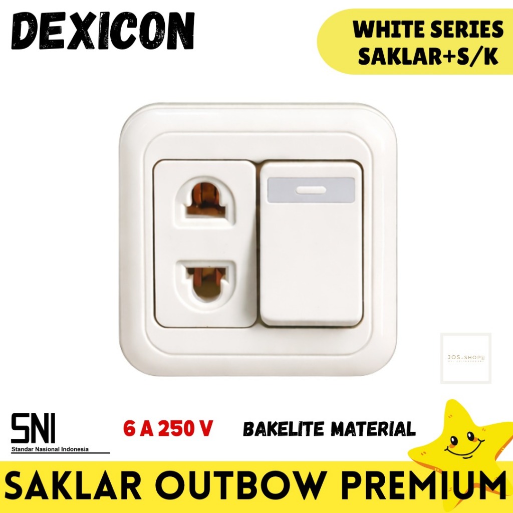 Saklar Lampu OB Engkel + Stop Kontak Dinding Premium Tanam Outbow Sakelar Lampu Rumah Putih DEXICON