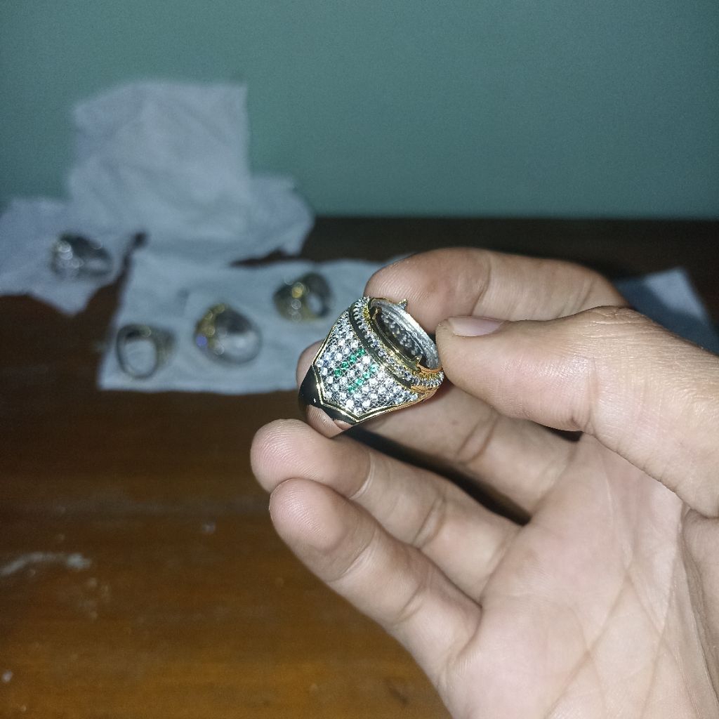 RING KUNINGAN SUPER MEWAH EMBAN AKIK IKETAN KUNSAR CINCIN MEWAH MICROSETTING