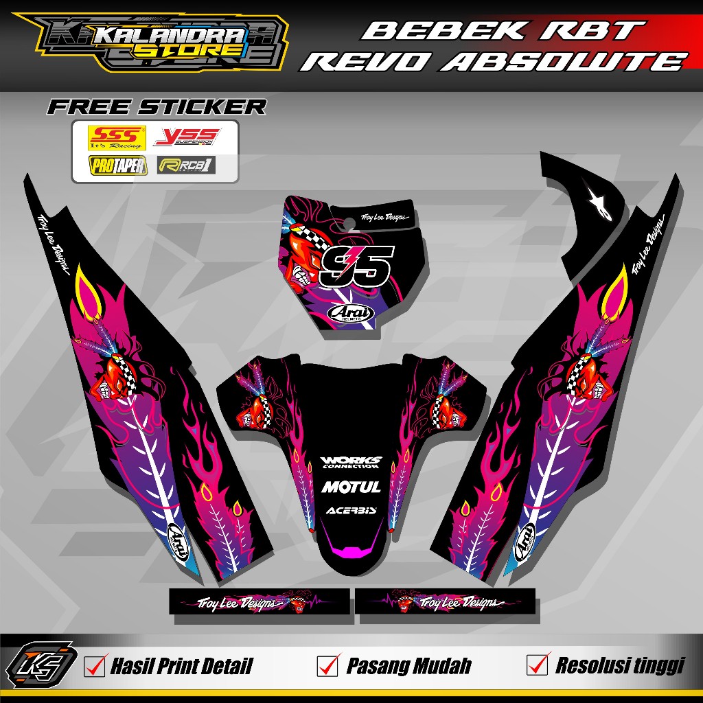 STIKER DECAL RBT REVO ABSOLUTE STIKER VARIASI BEBEK REVO ABSOLUTE MODIFIKASI RBT KS08