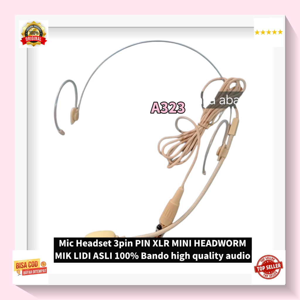 A323 AUDIO SUARA PENGERAS SUARA BANDO HEADSET Mic Headset 3pin PIN XLR MINI HEADWORM MIK LIDI ASLI 1