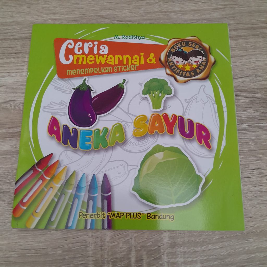 Buku Mewarnai - Ceria Mewarnai Sayuran dan menempel stiker