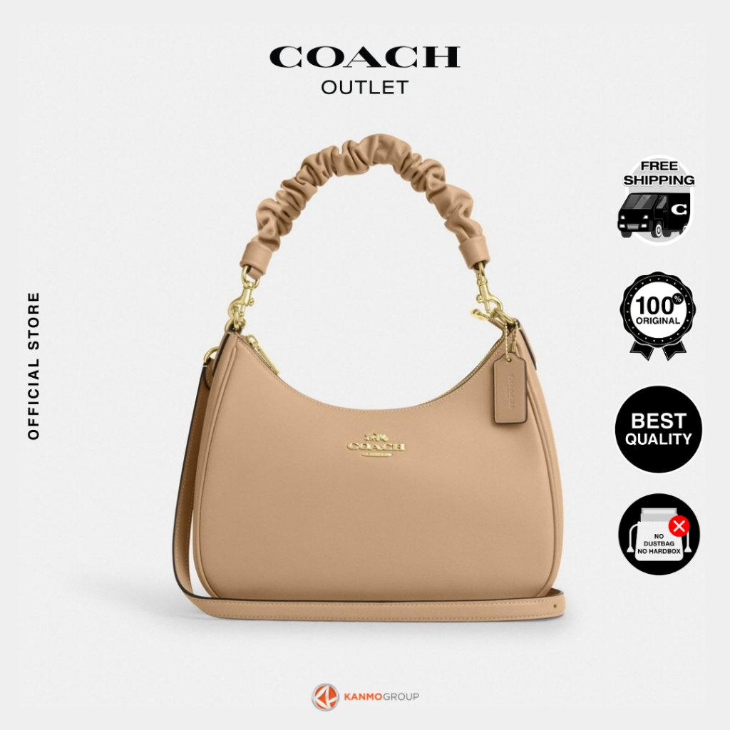 Coach Teri Hobo In Smooth Leather With Ruched Strap - Tas Wanita