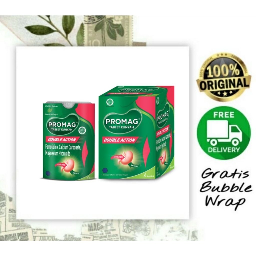 Promag Double Action 6 tablet kunyah Promag Forte 6 tablet kunyah Obat Maag Ampuh