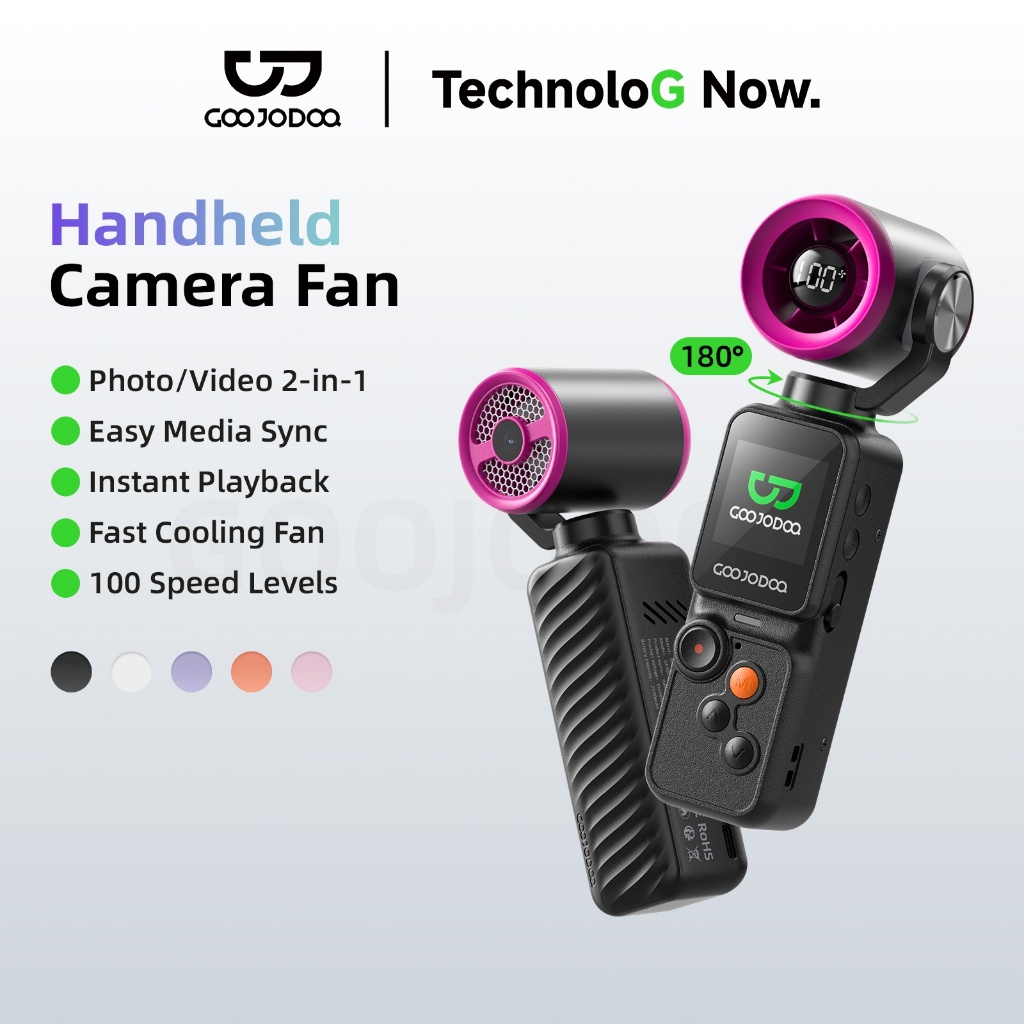 GOOJODOQ GFS025 Kamera Kipas 180° Adjustable 1.3-inch screen Mengambil foto dan video 100 Gear Wind 