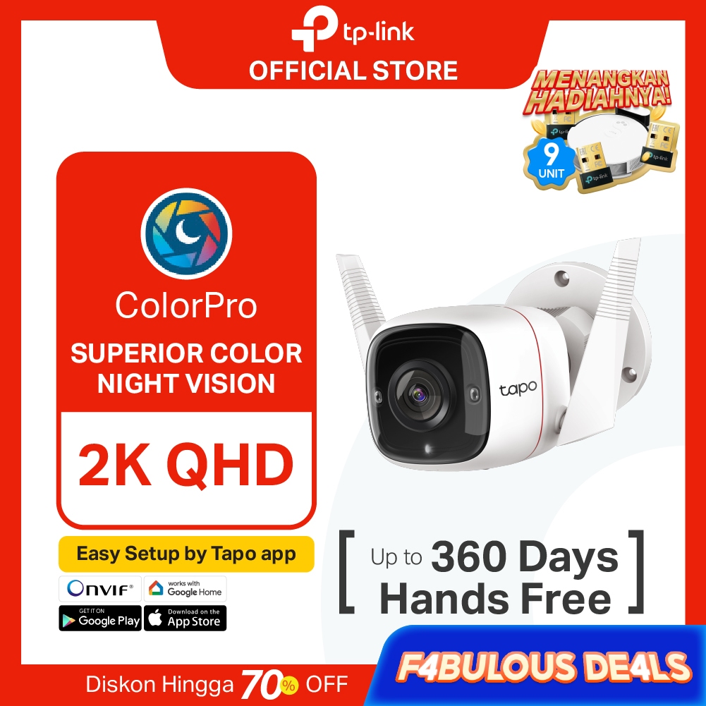 TP-Link | Tapo C325WB 2K QHD Outdoor WiFi Camera ColorPro Smart IP CCTV Kamera Night Vision Min IP66