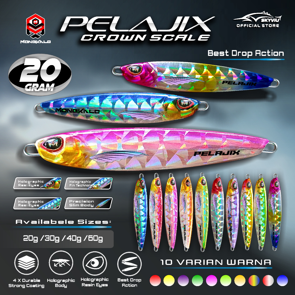 Umpan Metal Jig 20 Gram MONGKALO PELAJIX Motif Kipas Mikro Jig 20g 20 g Umpan Pancing Laut 20 gr Pin