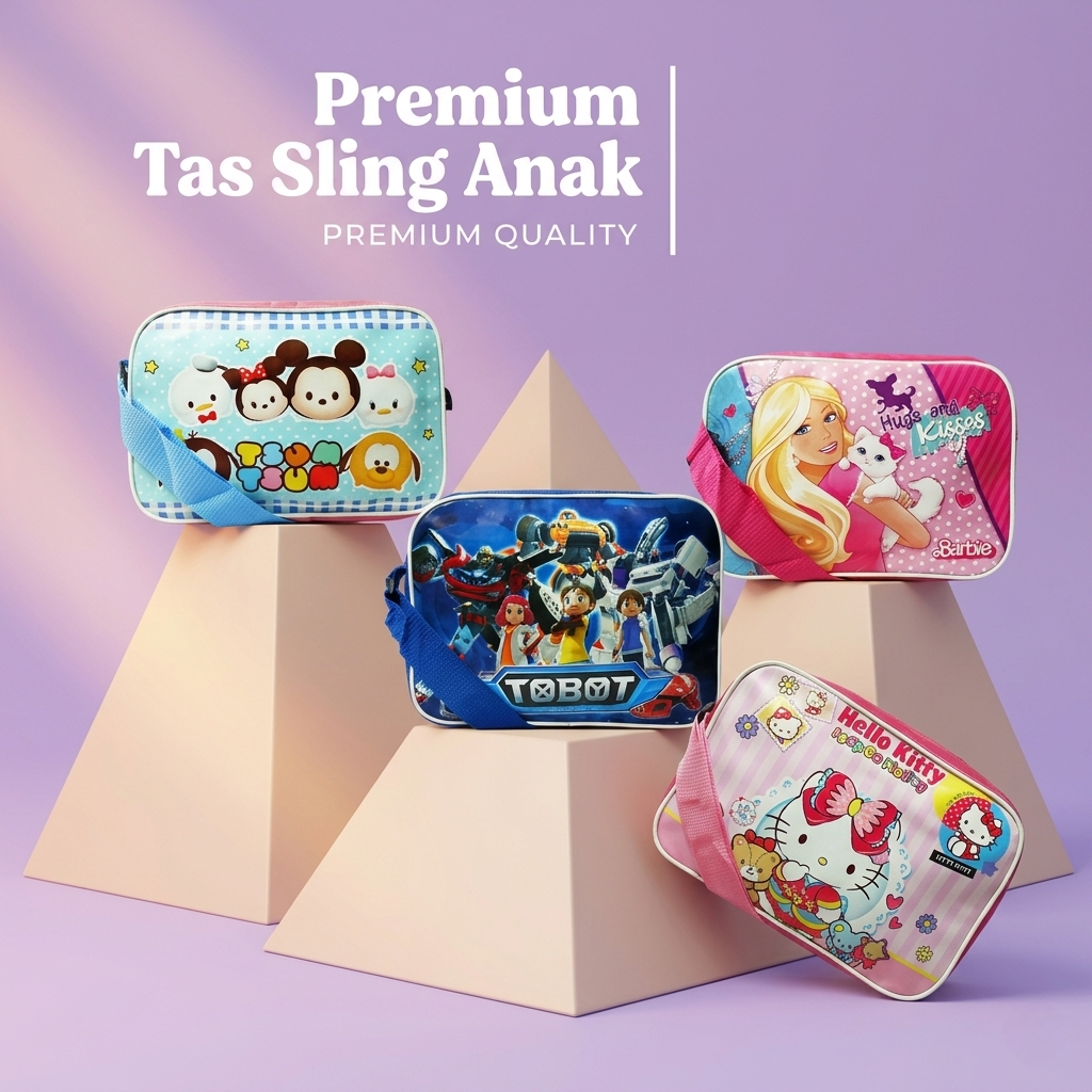 Travel bag karakter selempang karakter anak / tas ngaji buku Les kecil 3196