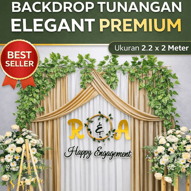 Backdrop Lamaran Tunangan 2.2x2.2m Full Set Dekorasi Simple Elegan Premium Siap Pakai