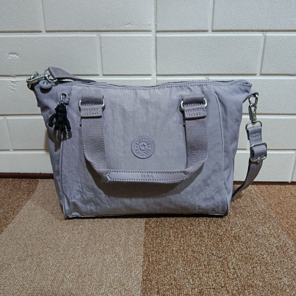 Tas Selempang Kipling Amiel Shoulder Bag Grey Gris Womens Original Tote Bag Tas Daily Wanita