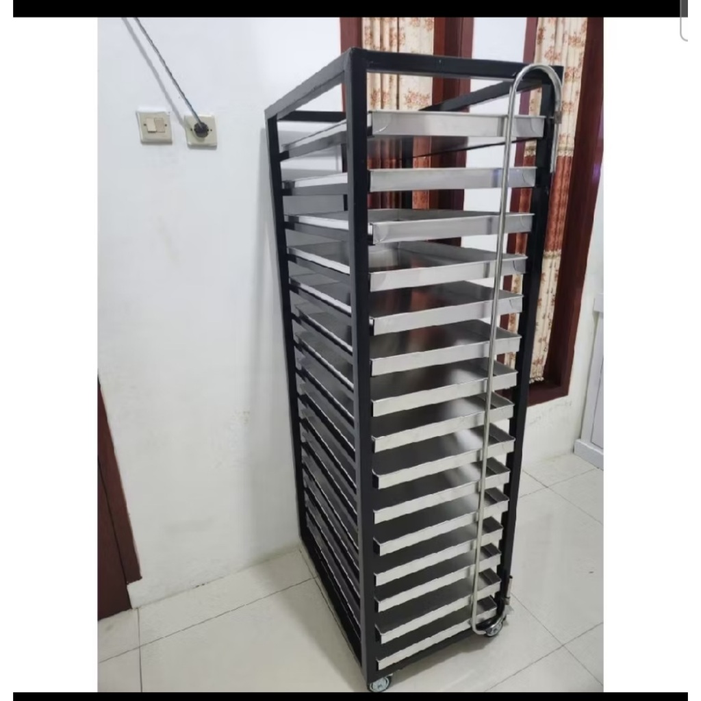 Rak Troly Loyang Roti 10 Susun 60X40, Rak Trolley Bakery, Rak Trolley Loyang Roti 15 Susun 60X40, Tr
