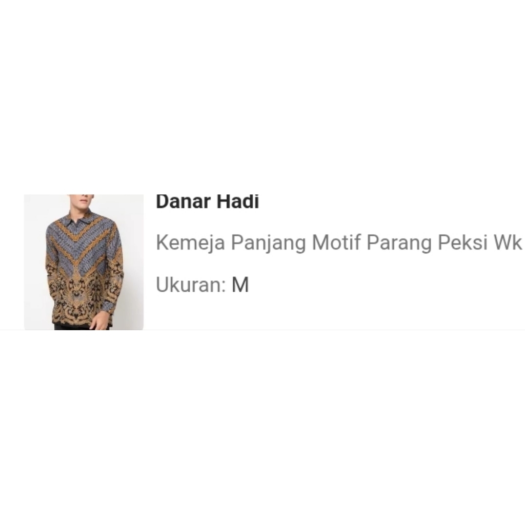 Danar Hadi Kemeja Batik Lengan Panjang Pria Motif Parang Peksi Wk M Formal
