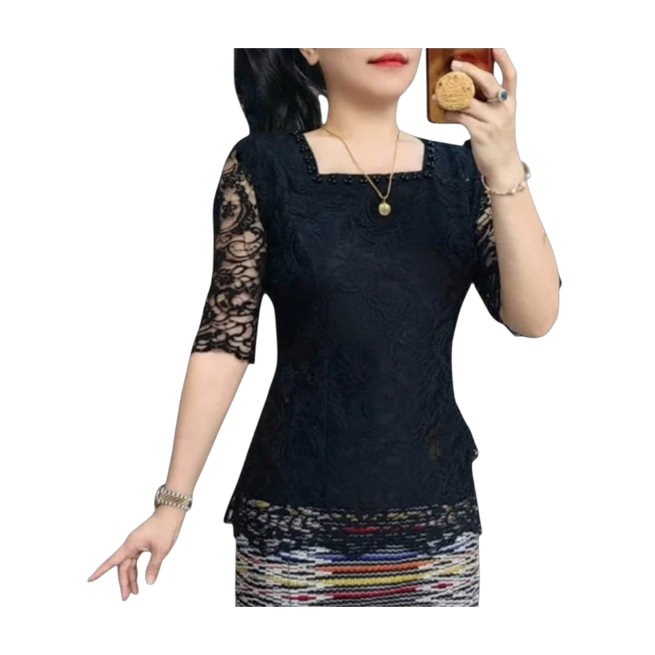 Blus Brokat Kebaya Renda Wanita CantiQa Pakaian Tradisional Atasan Dewasa kualitas Premium