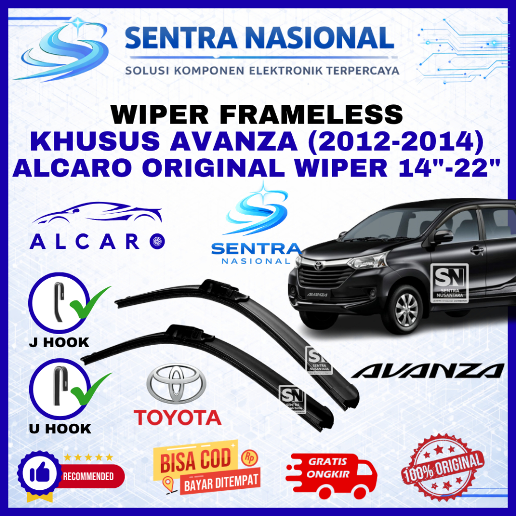 Wiper Mobil Toyota Avanza (2012-2014) Merk ALCARO ORIGINAL | Wiper Kaca Mobil Toyota Avanza Lama Mod