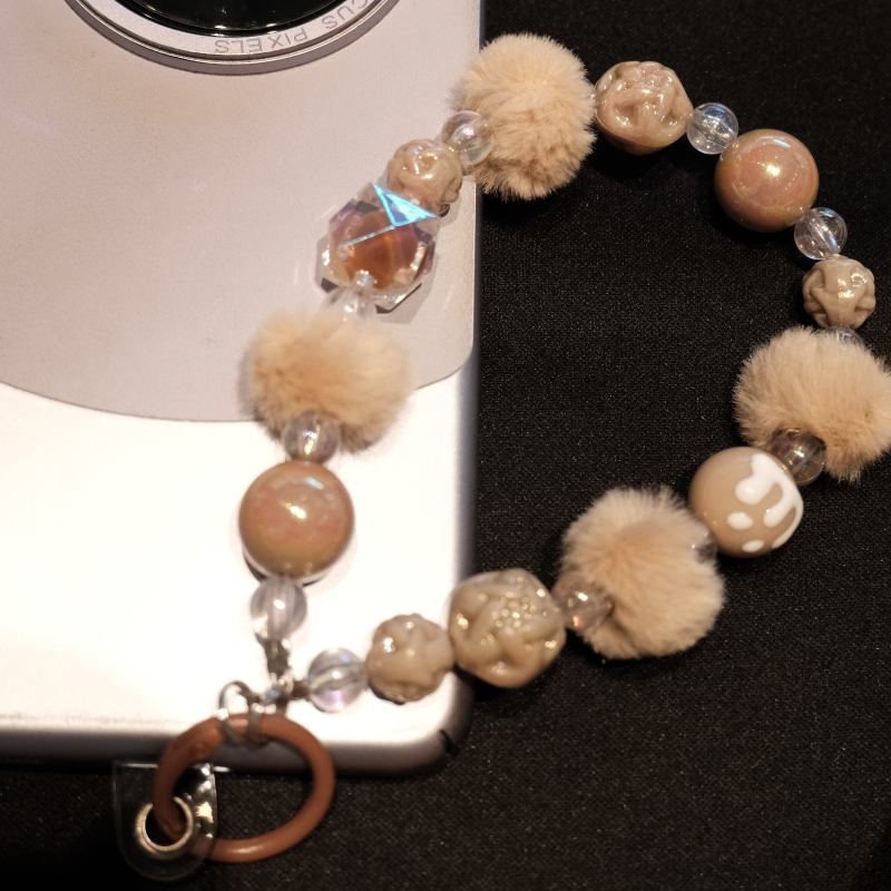 tali gantungan hp bulu | strap hp | gantungan tas for girl gift 0002 brown