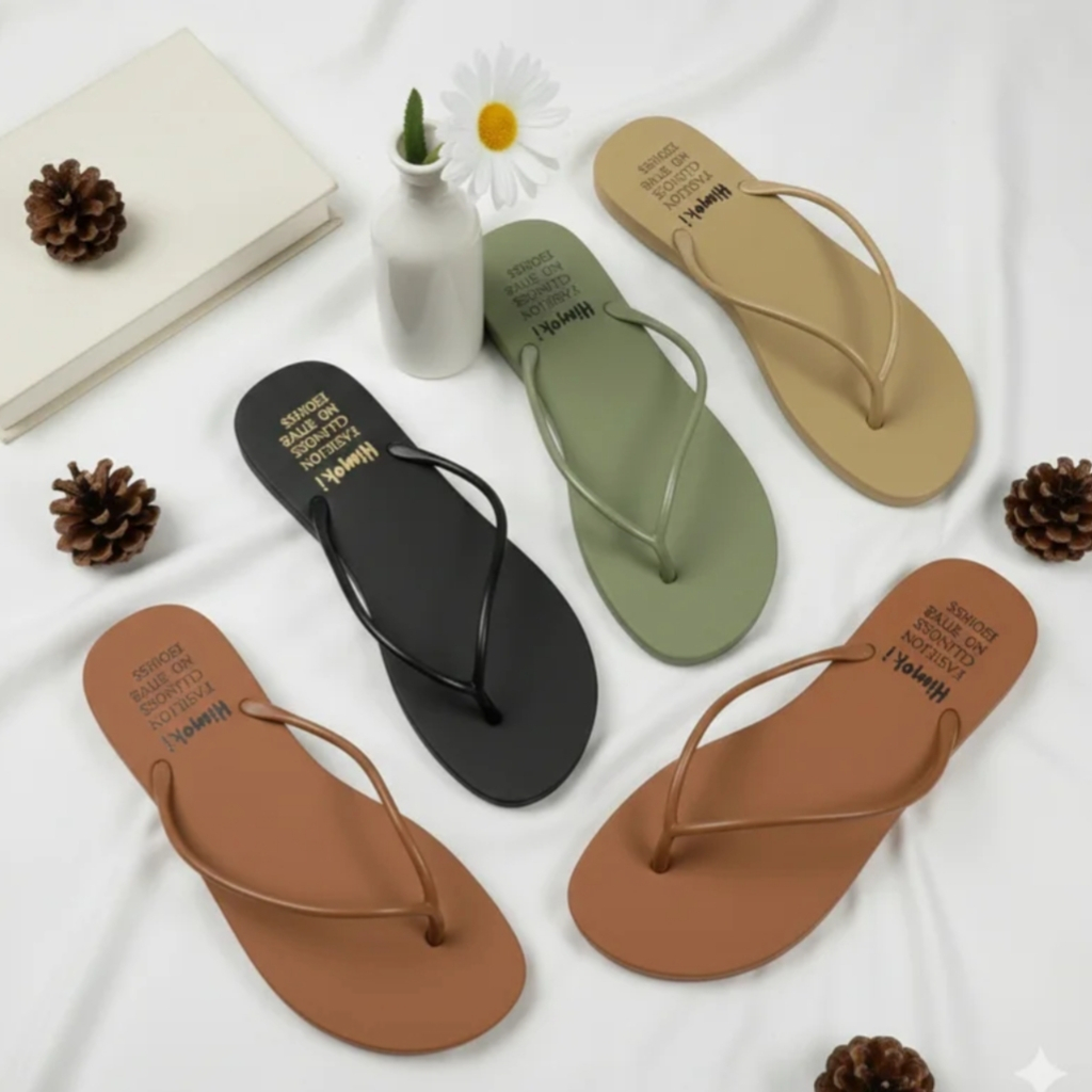 Sandal Jepit Wanita Simpel Anti Slip Sandal Jelly Harian Bahan Karet Lentur