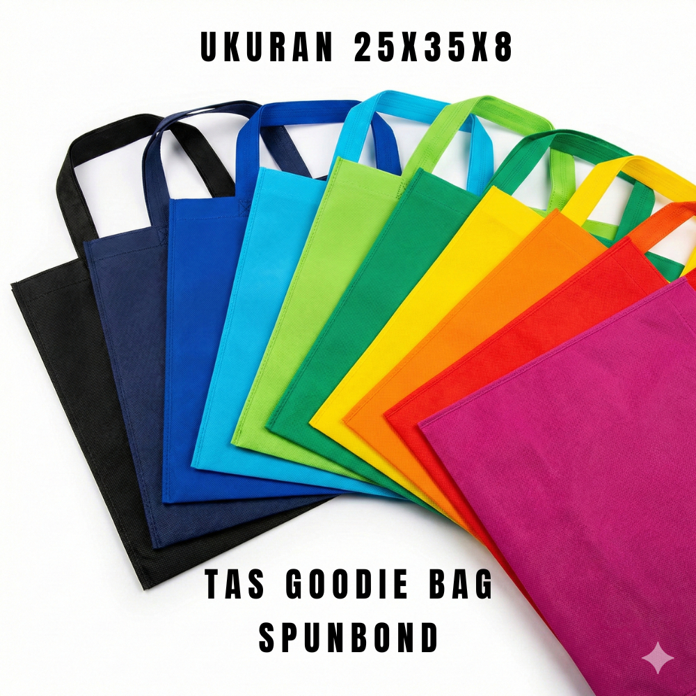 Tas Spunbond Tali Ukuran 25x35x8 cm / Goodie Bag Souvenir Polos Murah / Tas Belanja Kain Ramah Lingk