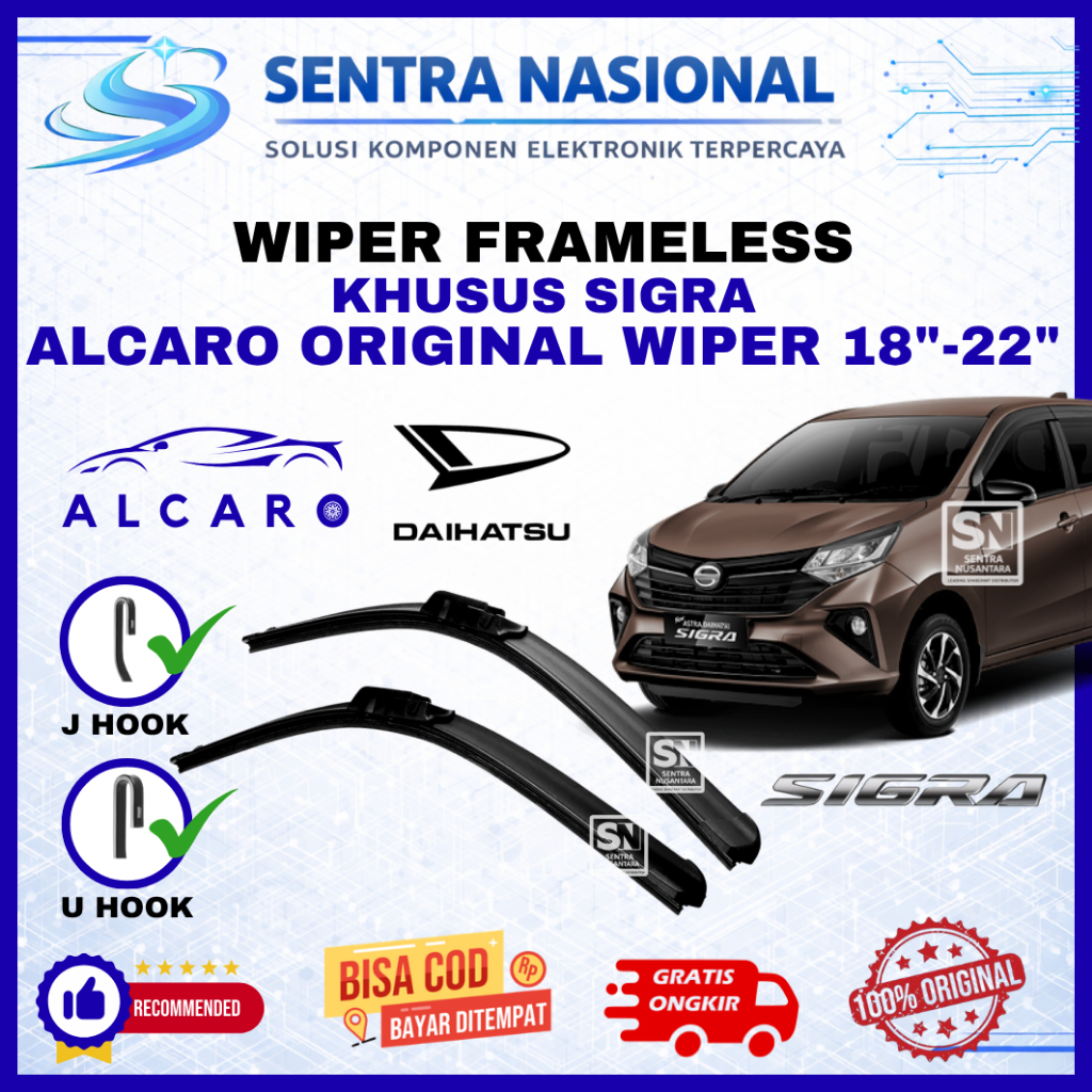 Wiper Mobil Daihatsu Sigra ALCARO ORIGINAL | Wiper Kaca Mobil Daihatsu Sigra Model Frameless Premium