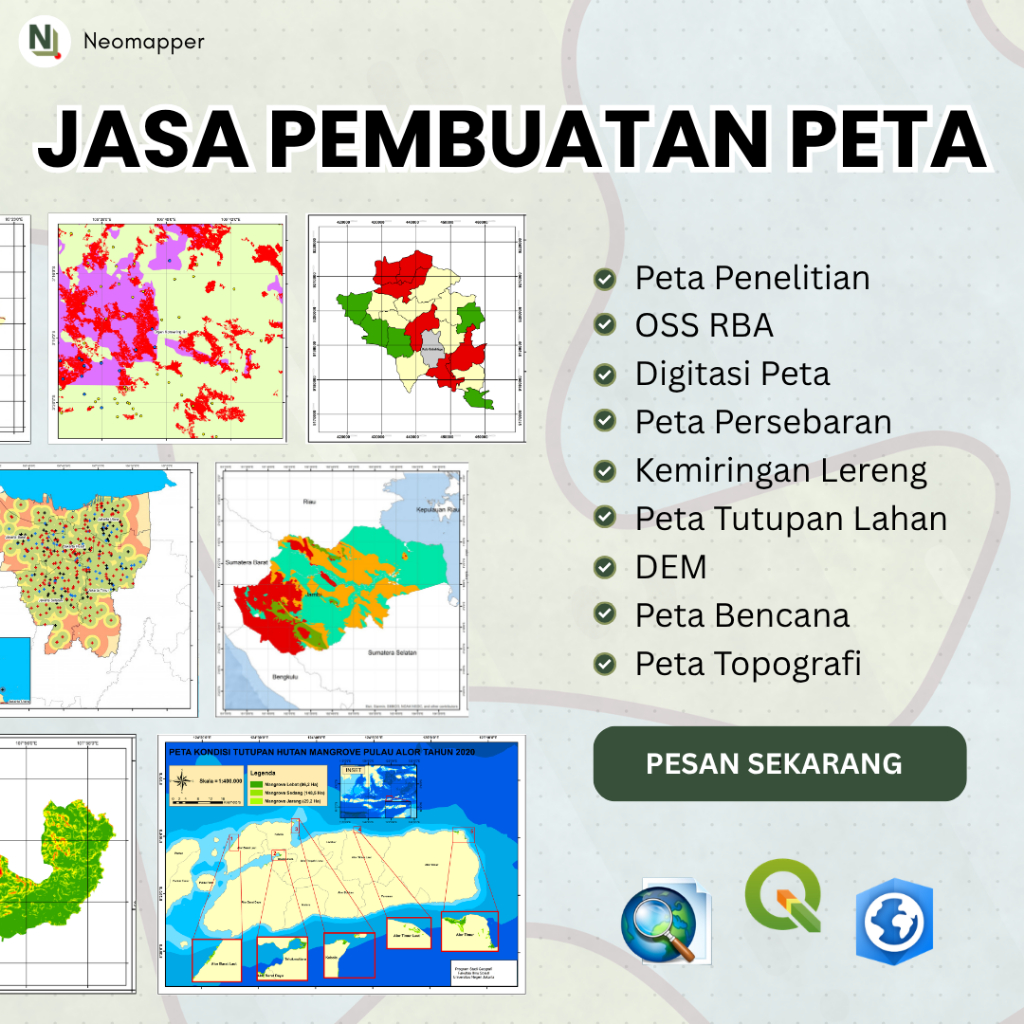 Jasa Pembuatan Peta Digital Shapefile SHP/ PDF/ GPCKG/PNG (Peta Lokasi, Peta Penelitian, dll)