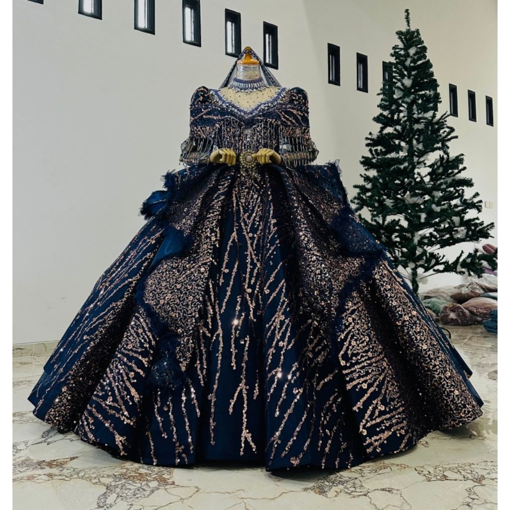 GAUN PENGANTIN MEWAH/GAUN PENGANTIN HIJAU LEMON/NAVI/MAHOGANY/BURGUNDY