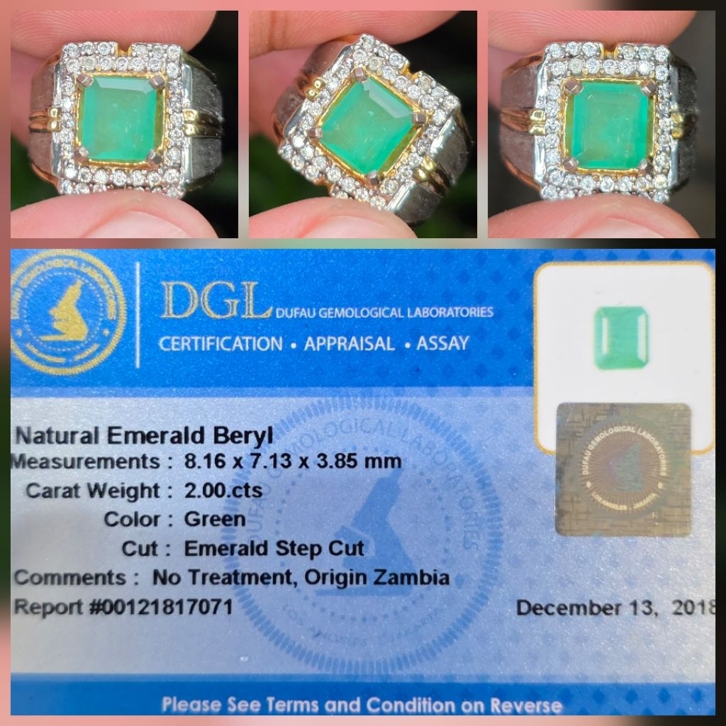 Batu Natural Rare Zamrud Emerald No Oil No Treatment Memo 2.00 crt
