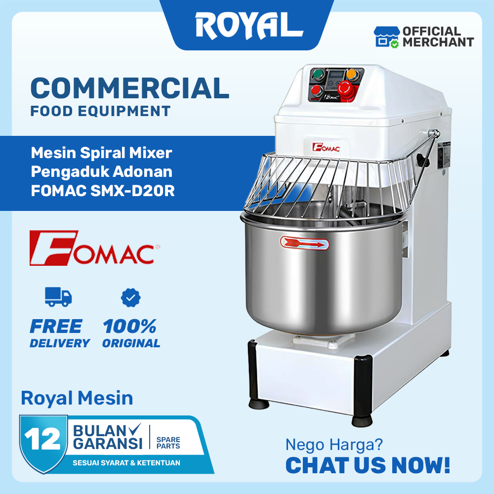 FOMAC Spiral Mixer Mesin Pengaduk Adonan Roti 10-30 Liter SMX-D10R / SMX-D20R / SMX-D30R