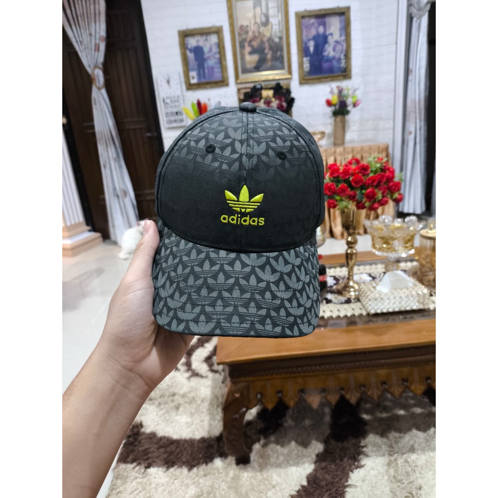 topi Adidas trefoil monogram baseball cap