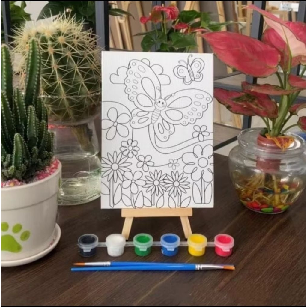 Kanvas Lukis Sketsa Gambar Siap Pakai Papan Kanvas Lukis Menggambar DIY Set Anak