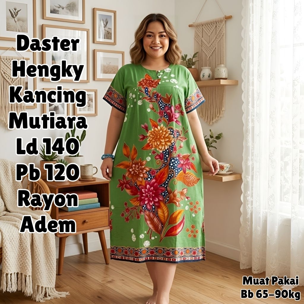 Daster Batik Hengky Kancing Mutiara Jumbo Motip Terbaru Kekinian Ld 140 Pb 120 Busui