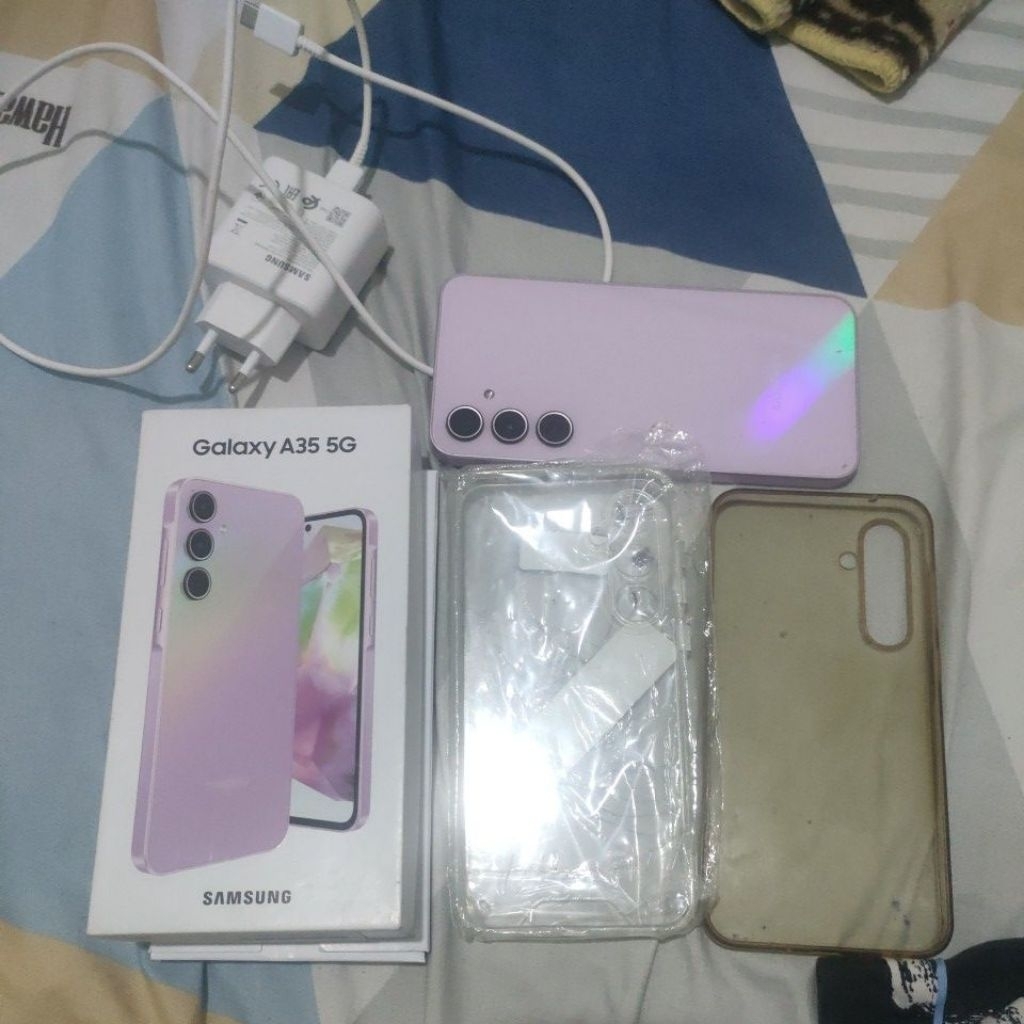 hp Samsung a35 5G second bekas warna lilac bonus charger dan softcase