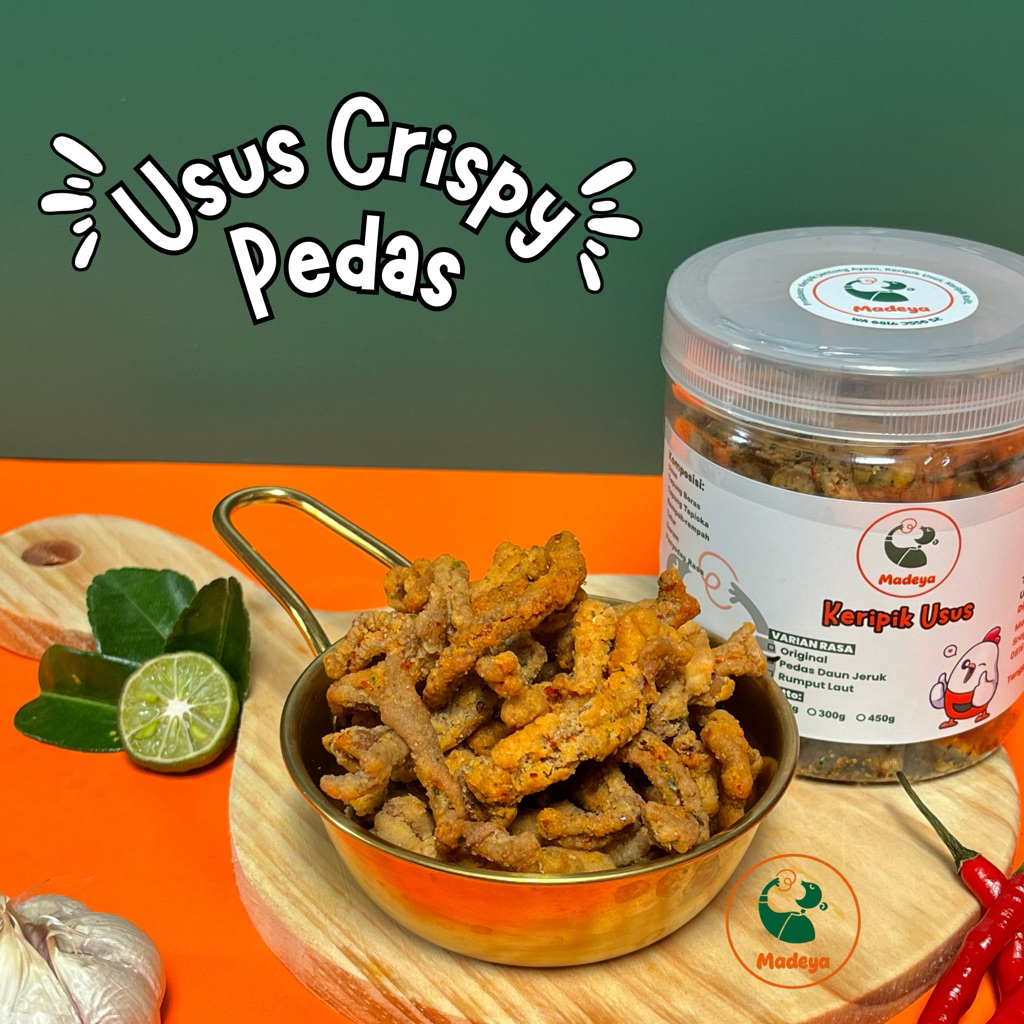 Keripik Usus Crispy Pedas Daun Jeruk berat 170gr Kemasan Toples