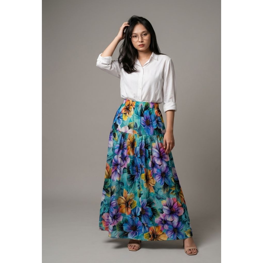 Rok Motif Bunga Bunga, Rok, Rok untuk ke pantai, Rok kekinian, Rok viral, Rok Casual, Bunga, motif b