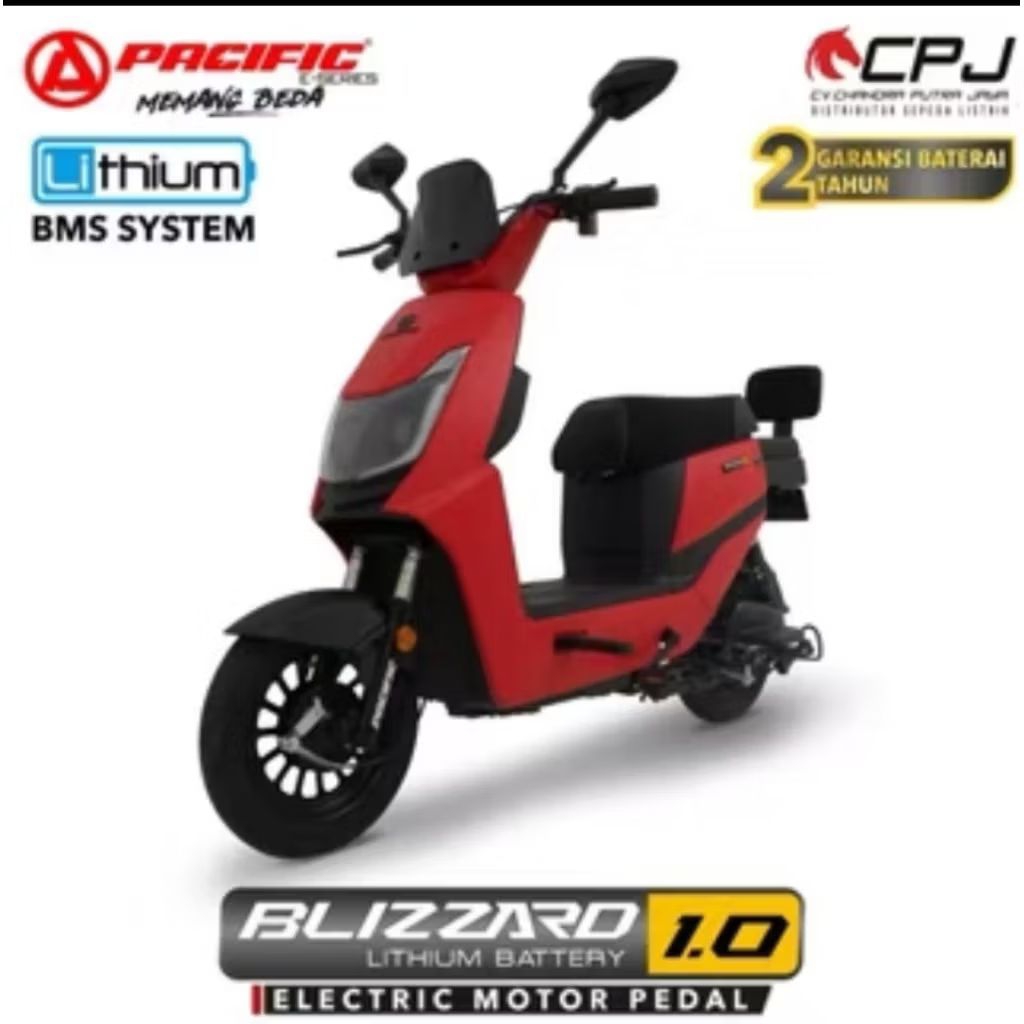 Sepeda listrik PACIFIC BLIZZARD 1.0 baterai lithium bergaransi resmi