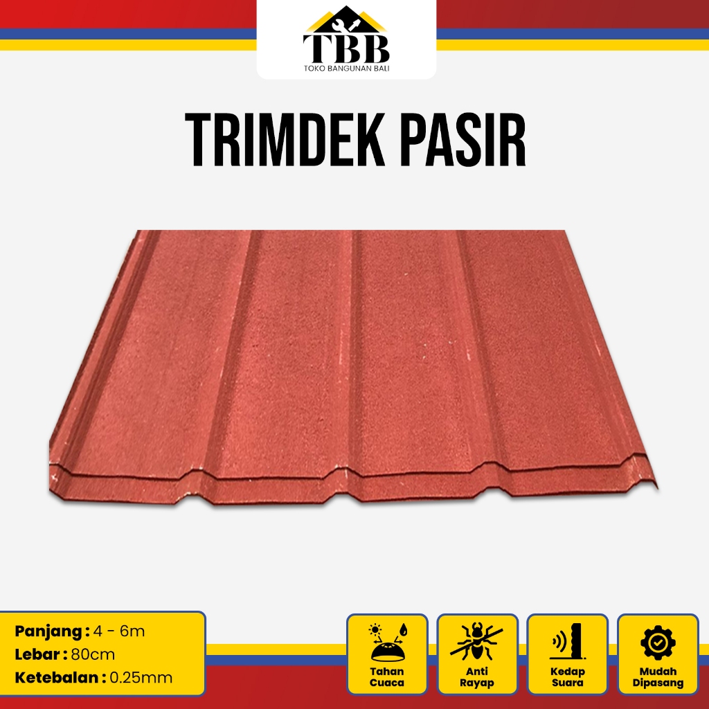 Trimdeck Pasir Atap Metal Baja Ringan Lapis Galvalum 4/5/6 Meter