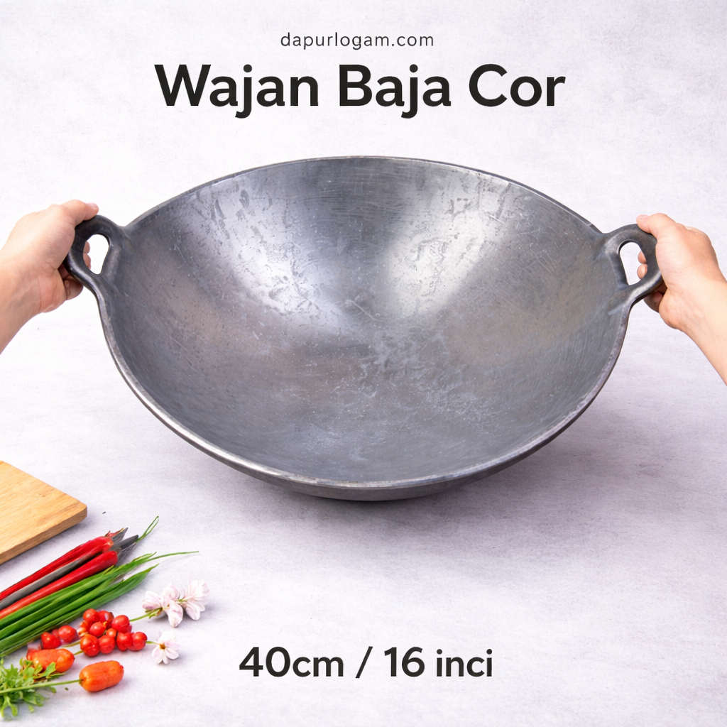 WAJAN BAJA COR 16" 40CM/ WAJAN KUALI BAJA/ WOK BESI COR/ WAJAN JUMBO /  SEASONED